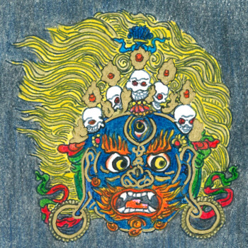 Drawing of a protector by an inmate who follows the Buddhist path. 